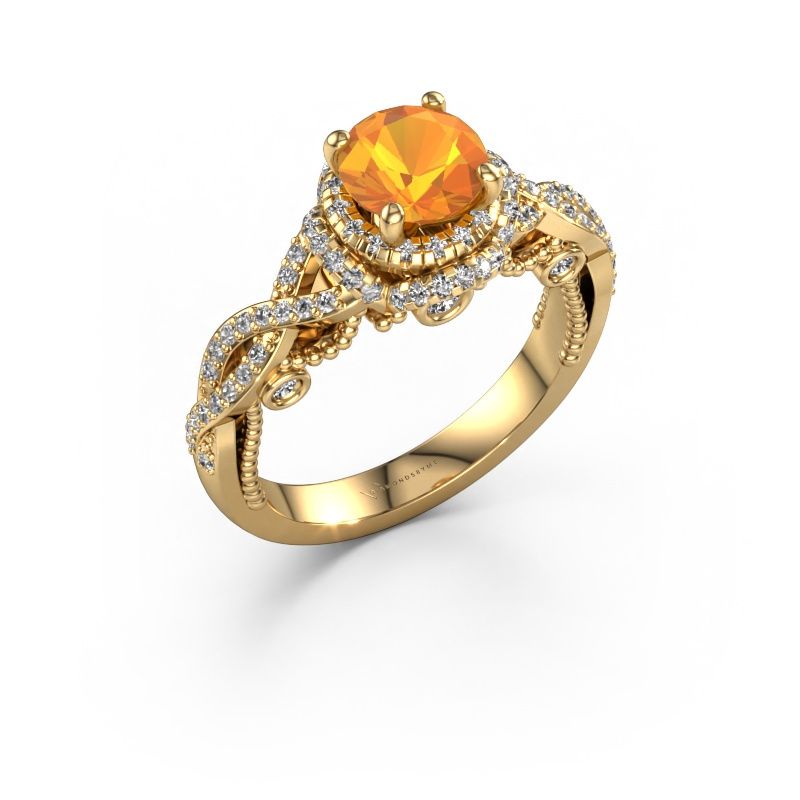Engagement ring Leora 585 gold citrin 6.5 mm