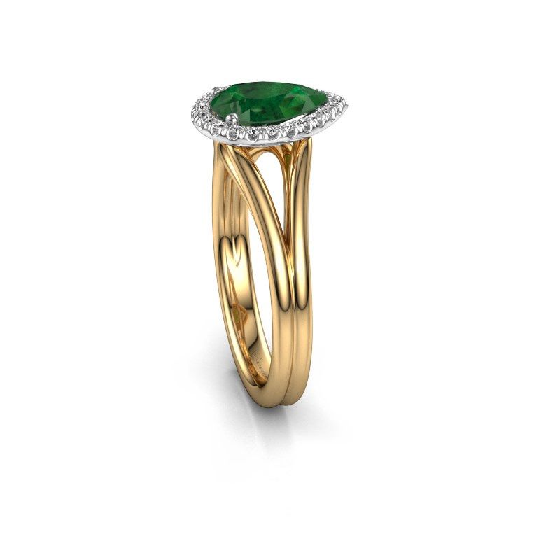 Afbeelding van Verlovingsring verla pear 1<br/>585 goud<br/>Smaragd 8x6 mm