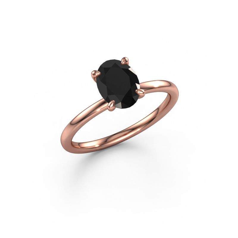Verlovingsring Crystal OVL 1 585 rosé goud zwarte diamant 1.40 crt