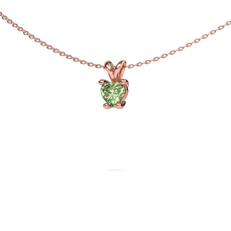 Pendant Sam Heart 585 rose gold green lab grown diamond 5 mm