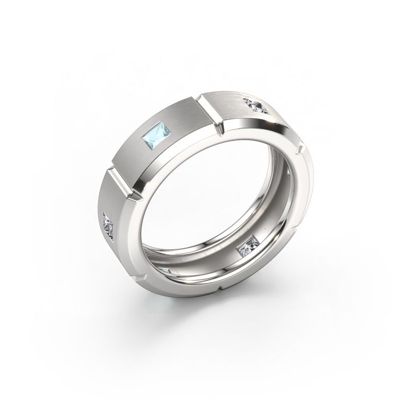 Herrenring Steve light 950 Platin Aquamarin 3 mm