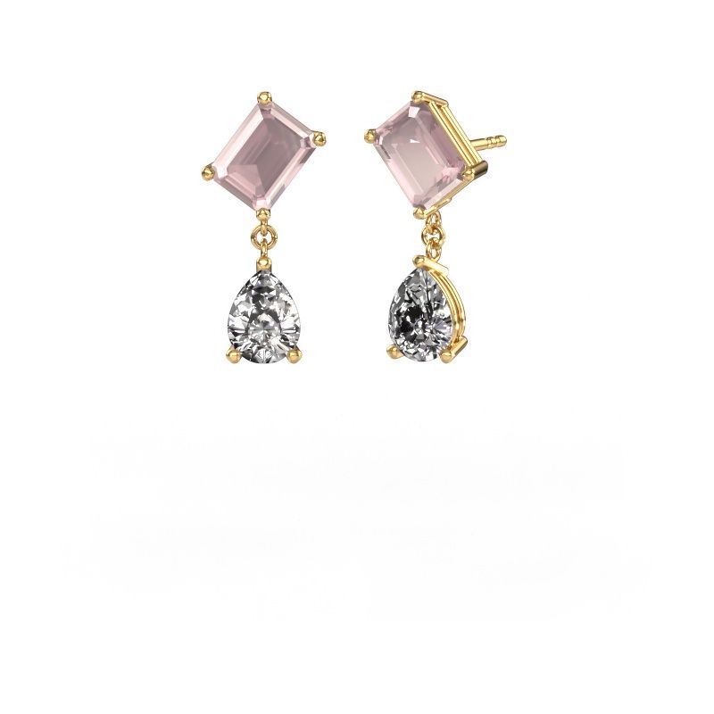 Earrings Toi et Moi EME PER 585 gold morganite champagne 8x6 mm