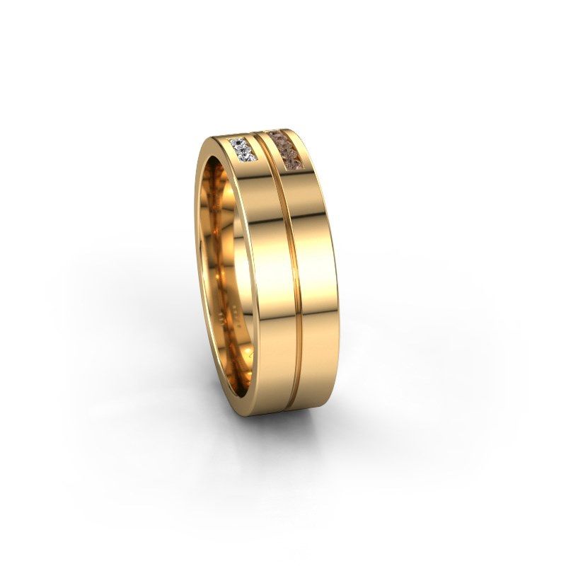Image of Wedding ring WH0207L16AP<br/>585 gold ±6x1.7 mm<br/>Brown diamond