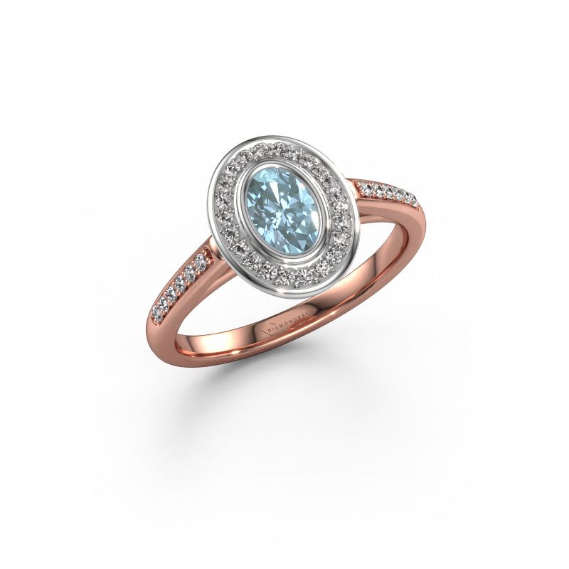 Engagement ring Noud 2 OVL 585 rose gold blue lab grown diamond 6x4 mm