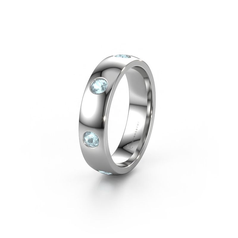 Wedding ring WH0105L25BP 950 platinum aquamarine 3 mm ±5 x 2 mm