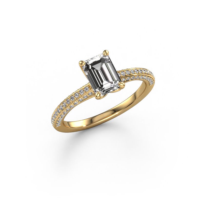 Engagement ring Elenore eme 585 gold zirconia 7x5 mm