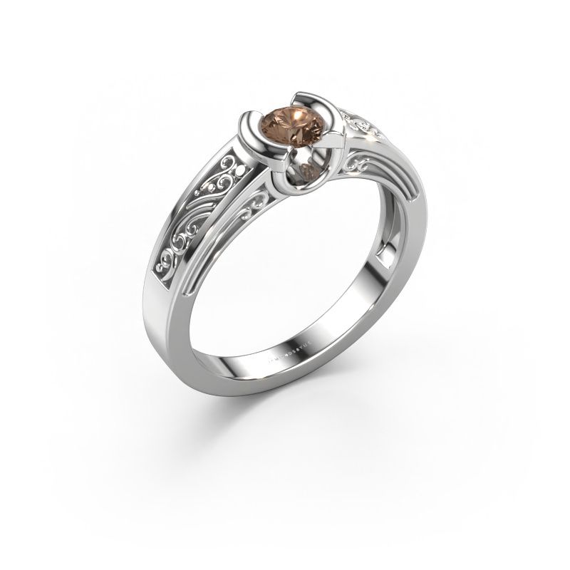 Verlovingsring Elena 585 witgoud bruine diamant 0.25 crt
