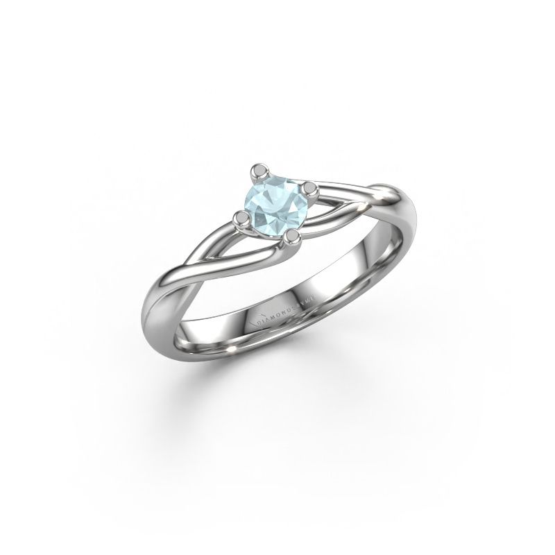 Bague de fiançailles Paulien 950 platine aigue-marine 4 mm
