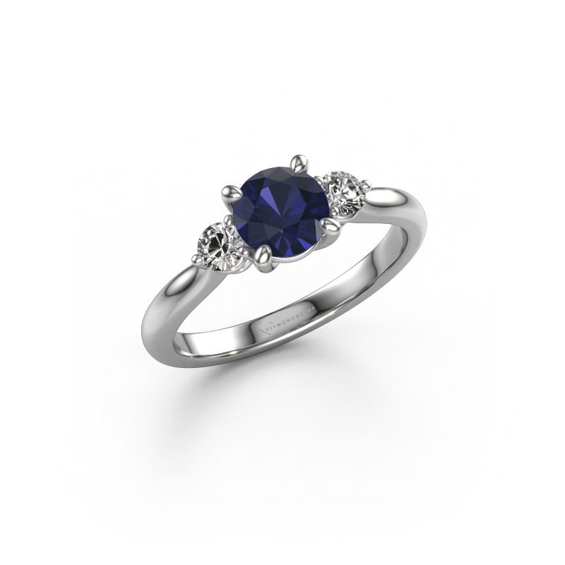 Verlovingsring Lieselot RND 950 platina saffier 6.5 mm