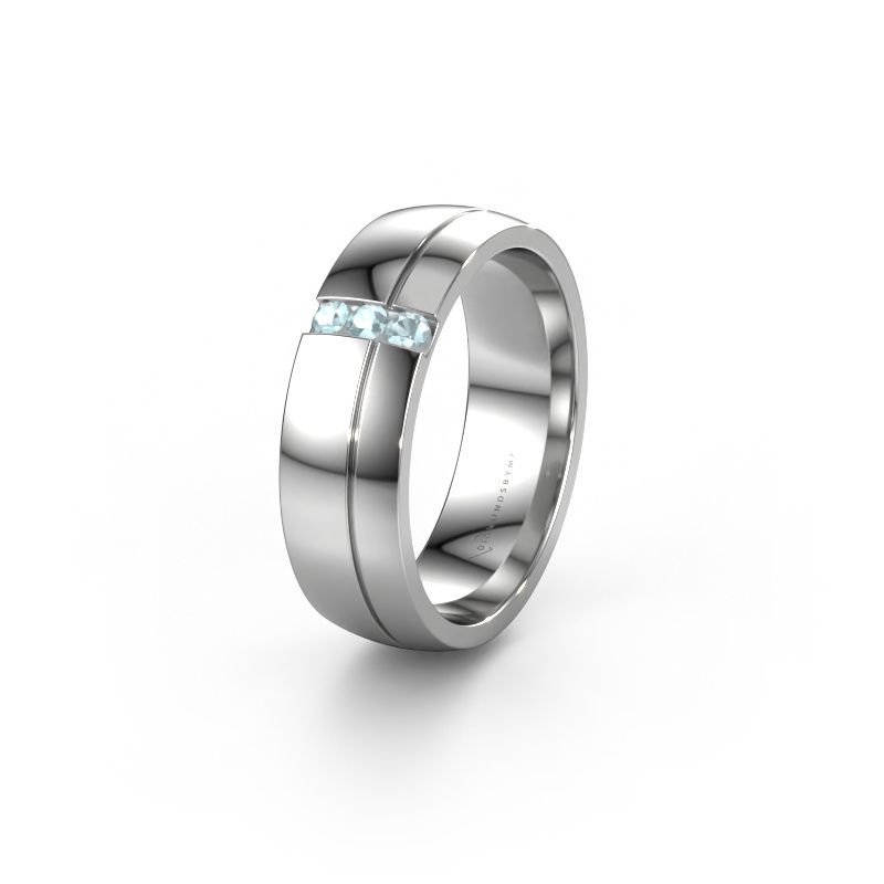 Wedding ring WH0223L56A 950 platinum aquamarine ±6 x 1.7 mm