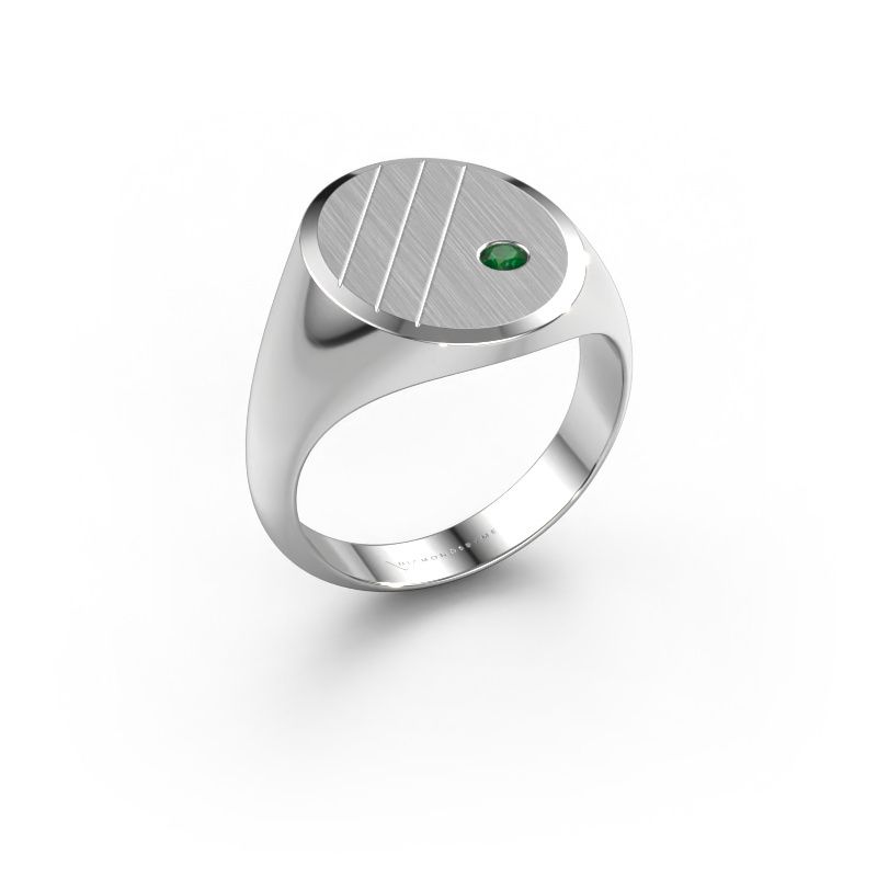 Chevalière Wesley 4 950 platine emeraude 2.5 mm