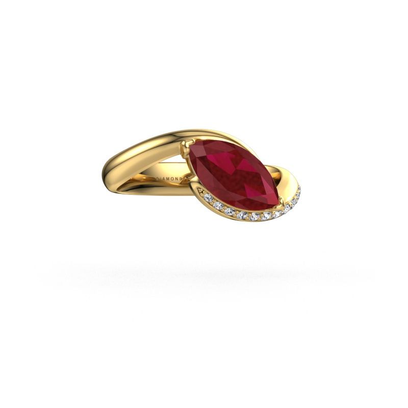 Verlovingsring Aida MRQ side 585 goud robijn 11x5.5 mm