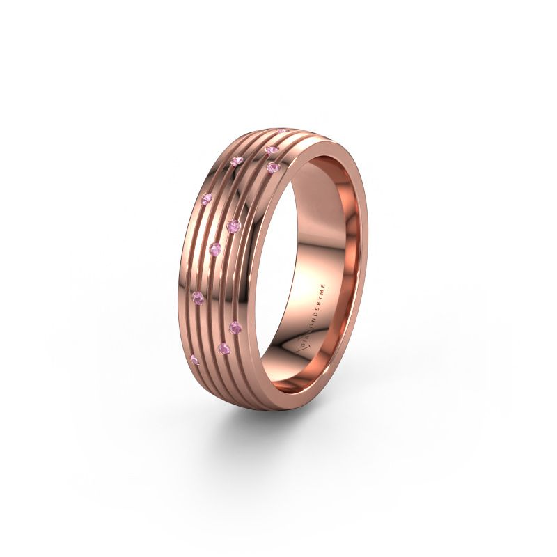 Trouwring WH0150L26A 585 rosé goud roze saffier ±6x1.7 mm