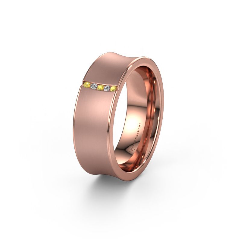 Trouwring WH2021B 585 rosé goud gele saffier ±7x2 mm