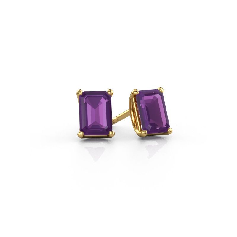 Clous d'oreilles Sam EME 585 or jaune améthyste 7x5 mm