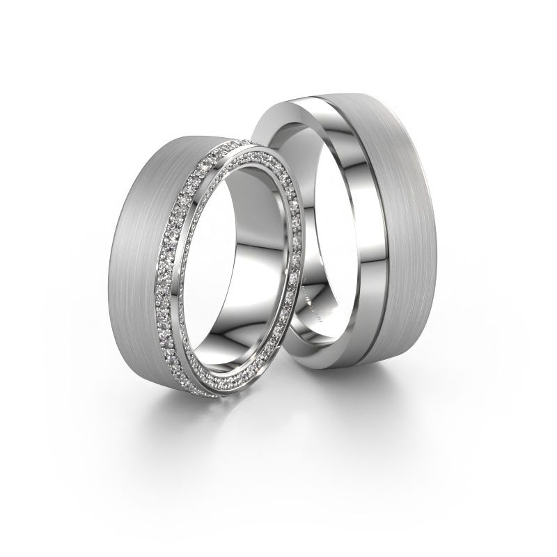 Freundschaftsringe set WH2224LM26C8 ±6,5x2.2 mm 14 Karat Weißgold Diamant 0.54 crt