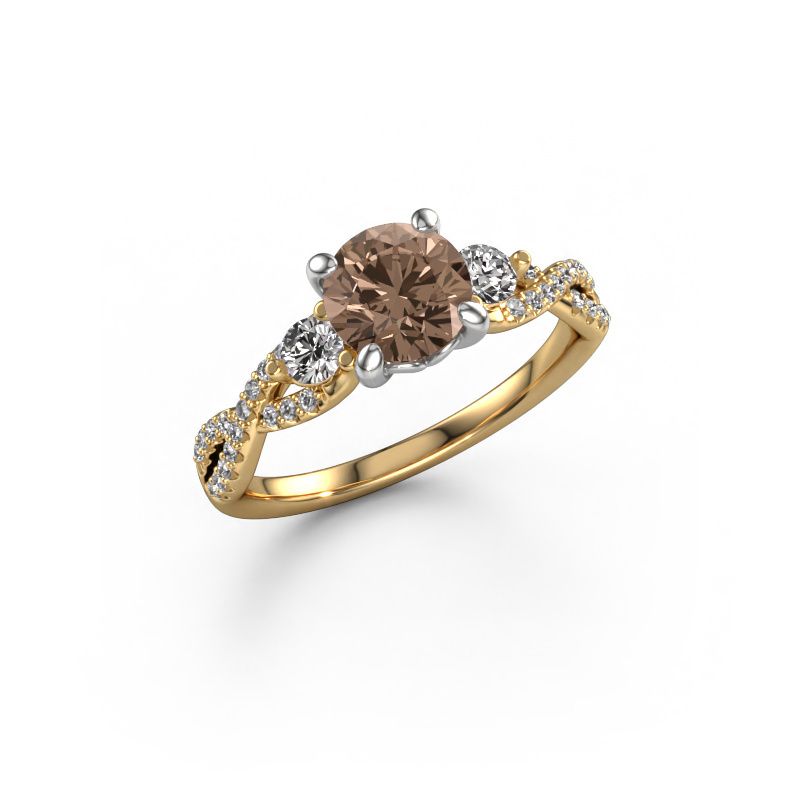 Engagement ring Marilou RND 585 gold brown diamond 1.360 crt