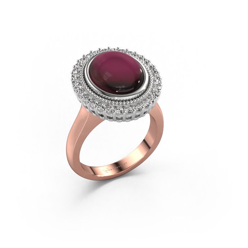Ring Mila 585 rose gold garnet 12x10 mm