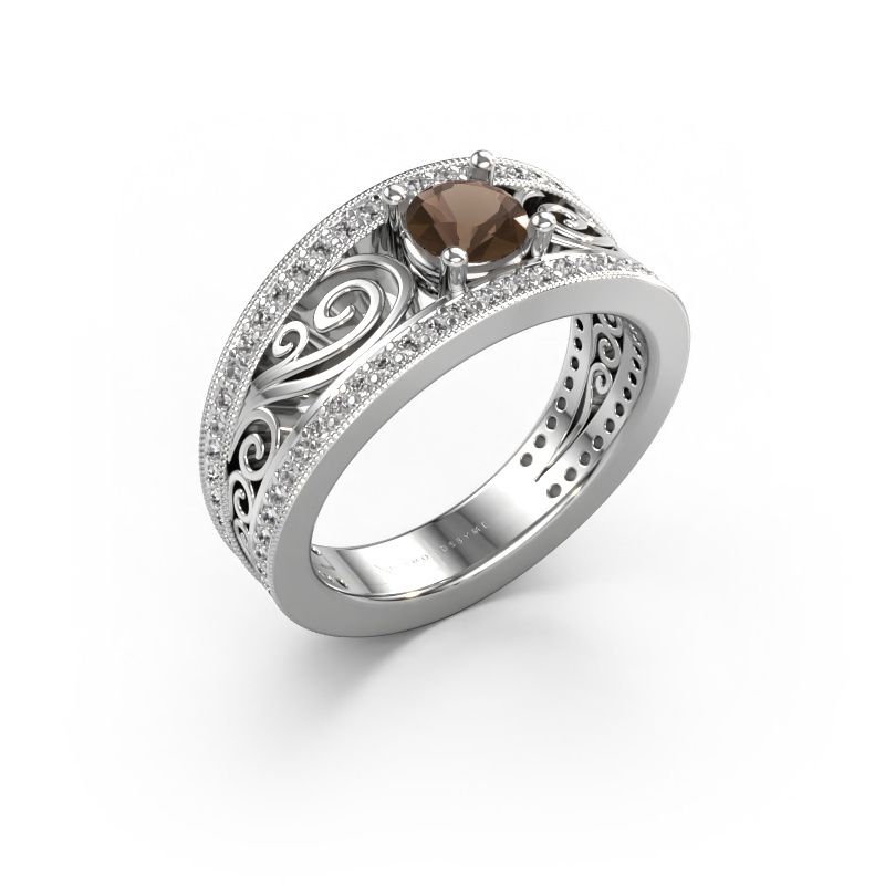 Ring Julliana 585 white gold smokey quartz 5 mm