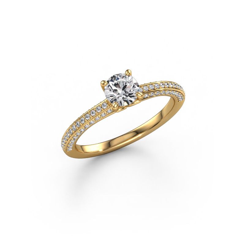 Bague de fiançailles Elenore rnd 585 or jaune diamant synthétique 0.50 crt