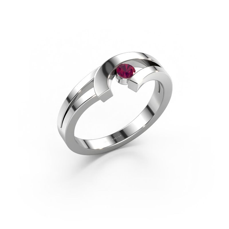 Ring Yentl 585 witgoud rhodoliet 3 mm