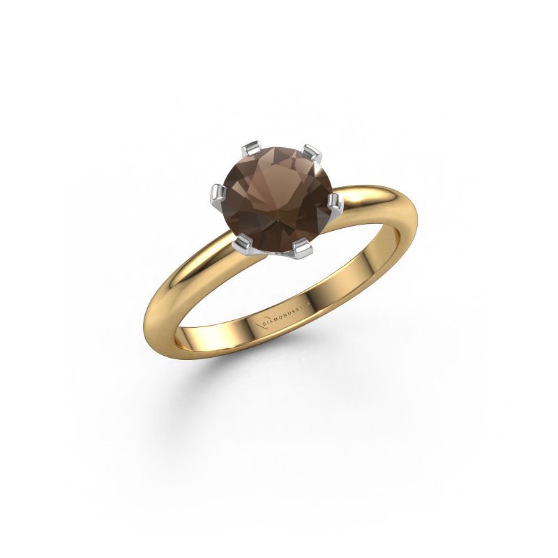 Engagement ring Tiffy 1 585 gold smokey quartz 7 mm