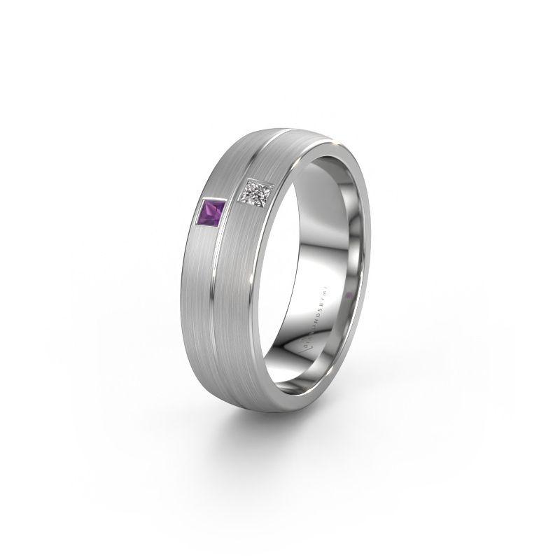 Wedding ring WH0250L26BM 585 white gold amethyst ±6x2 mm