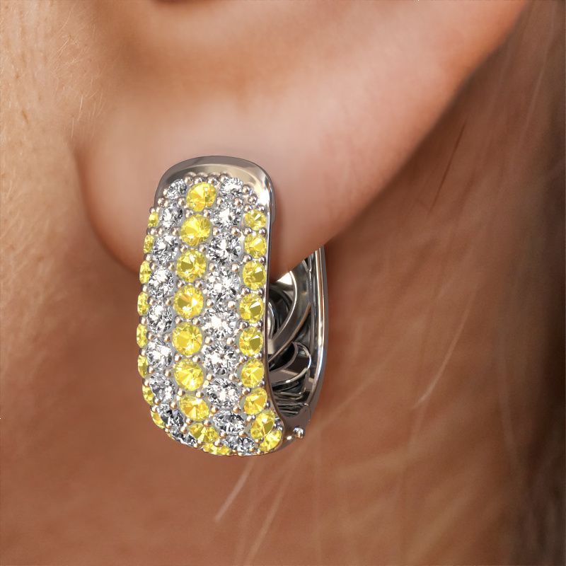 Image of Hoop earrings Danika 8.5 B 585 white gold yellow sapphire 1.1 mm