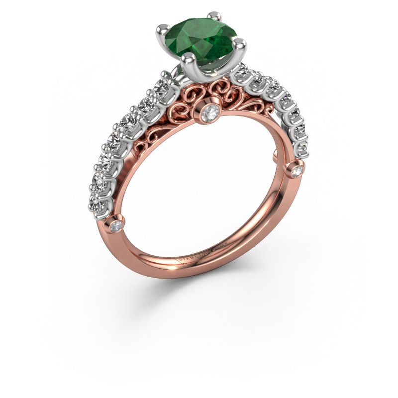 Verlobungsring Shaunda 585 Roségold Smaragd 6 mm