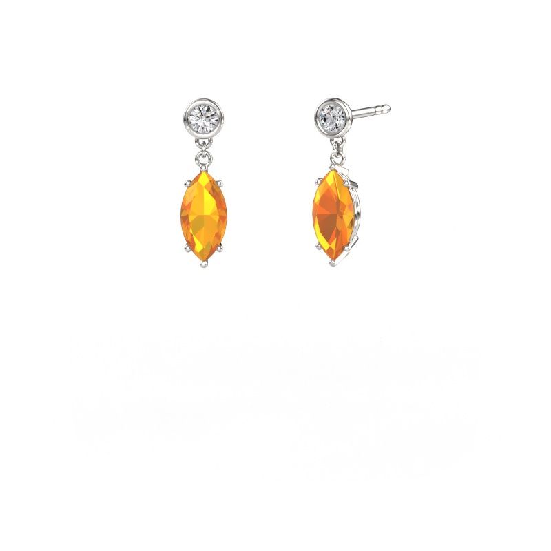 Pendants d'oreilles Lacey MRQ 950 platine citrine 10x5 mm