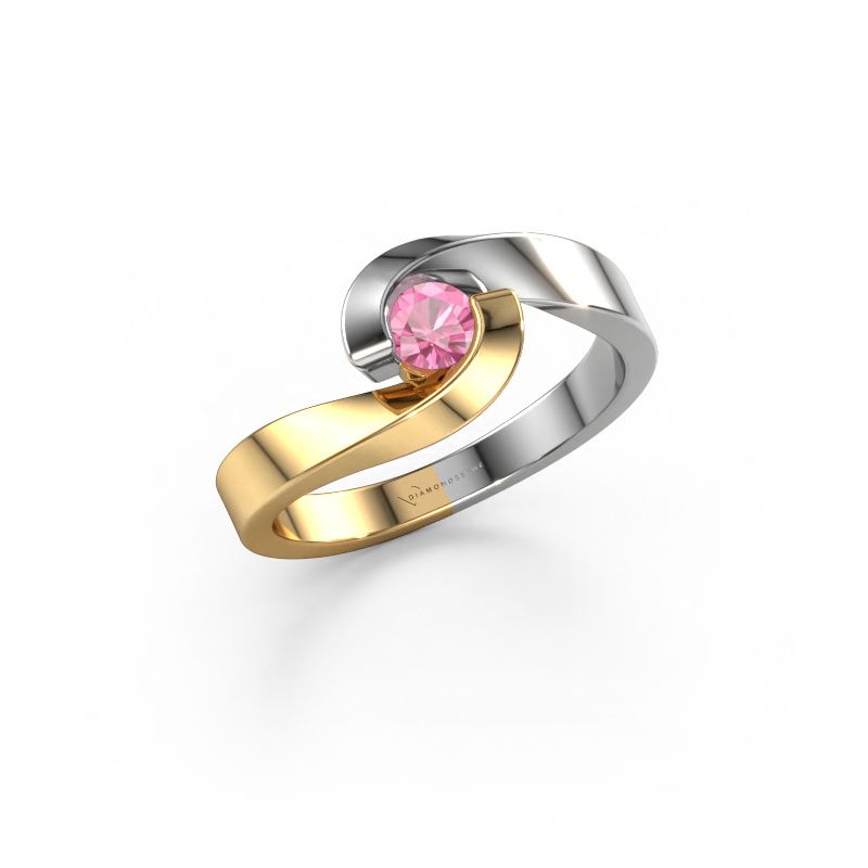 Engagement ring Sheryl 585 gold pink sapphire 3.7 mm