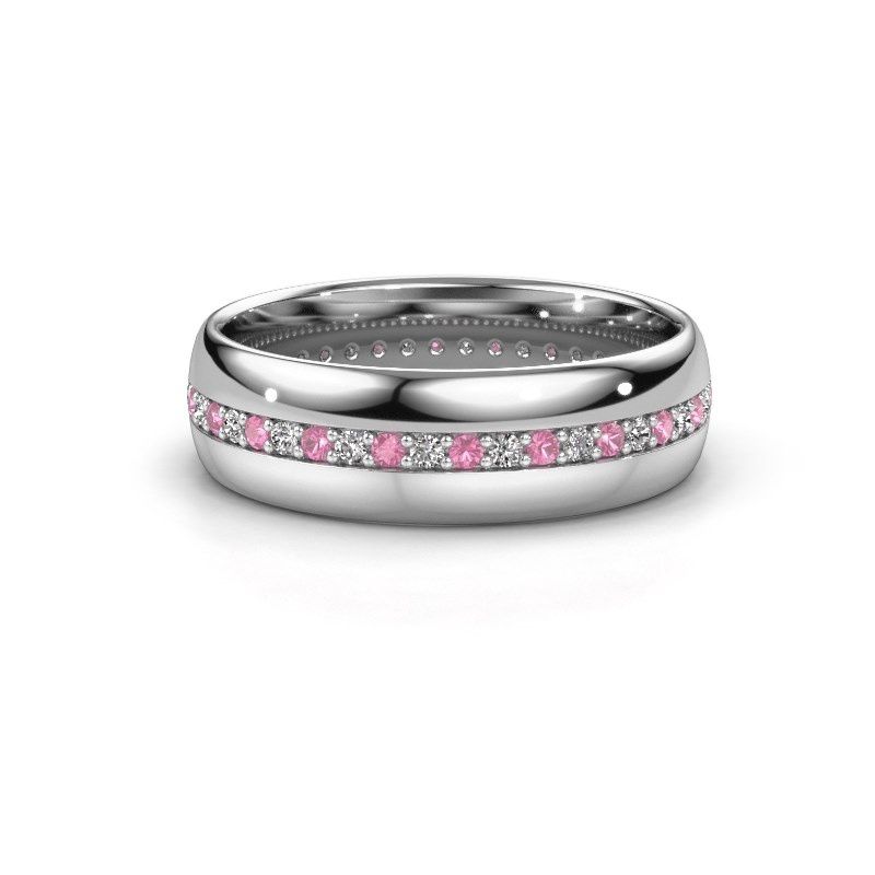 Image of Wedding ring WH0203L36AP<br/>950 platinum ±6x1.7 mm<br/>Pink sapphire