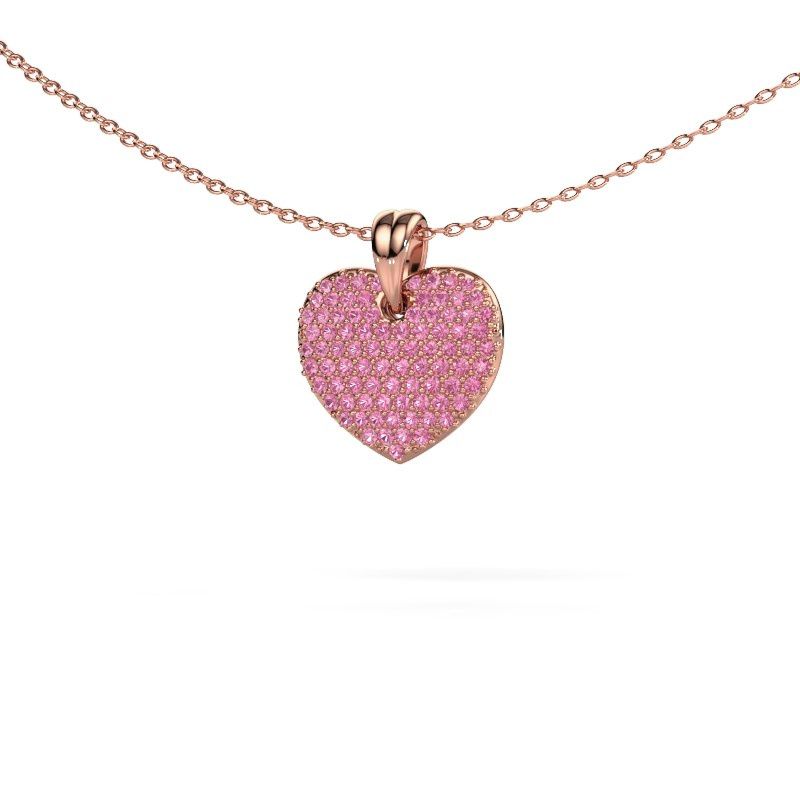 Pendentif Heart 5 585 or rose saphir rose 0.8 mm