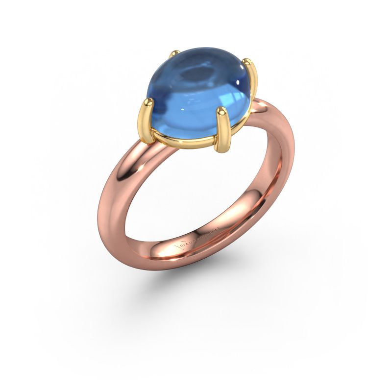 Ring Melodee 585 Roségold Blau Topas 10x8 mm
