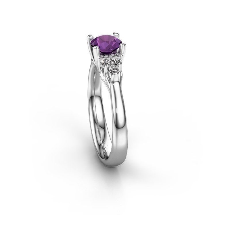 Afbeelding van Verlovingsring Monika RND<br/>585 witgoud<br/>Amethist 5.5 mm