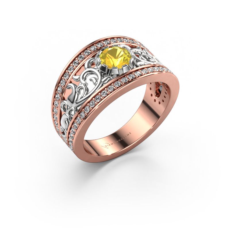 Bague Marilee 585 or rose saphir jaune 5 mm