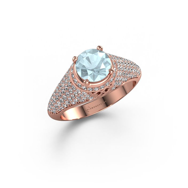 Ring Sharee 585 rosé goud aquamarijn 6.5 mm
