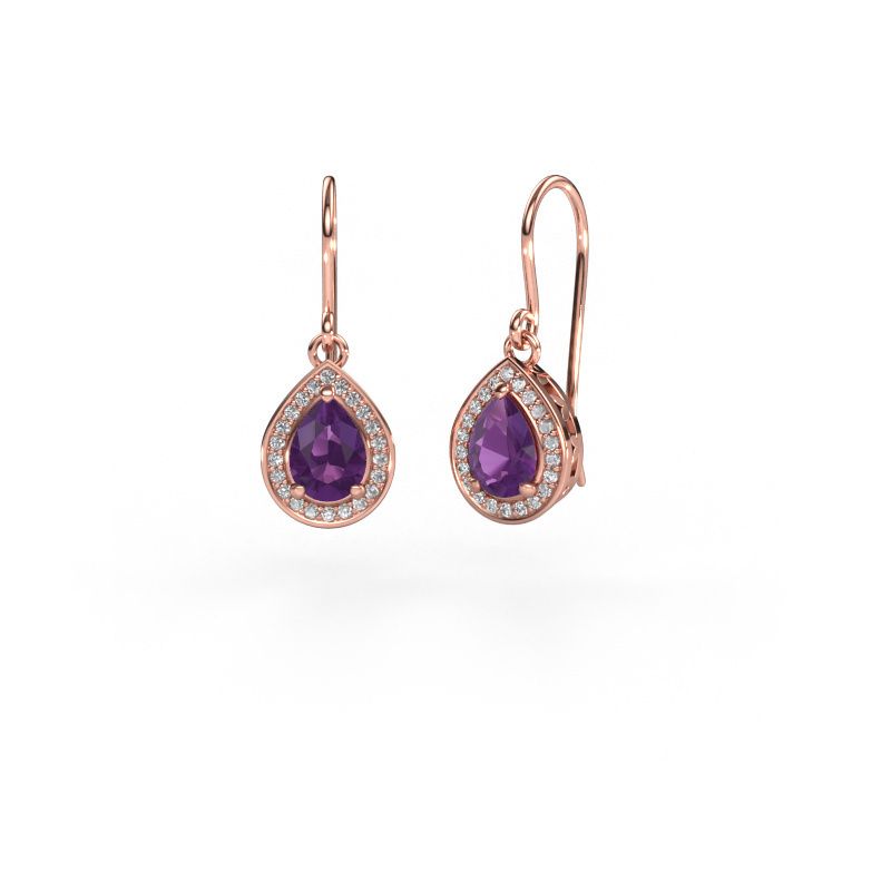 Pendants d'oreilles Beverlee 1 585 or rose améthyste 7x5 mm