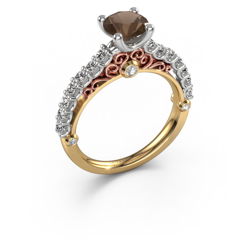 Engagement ring Shaunda 585 gold smokey quartz 6 mm