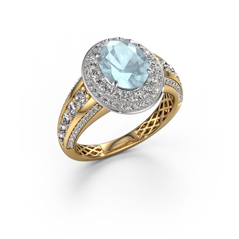 Engagement ring Nancie 585 gold aquamarine 9x7 mm