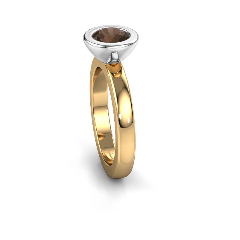 Image of Stacking ring Eloise Round 585 gold smokey quartz 6 mm