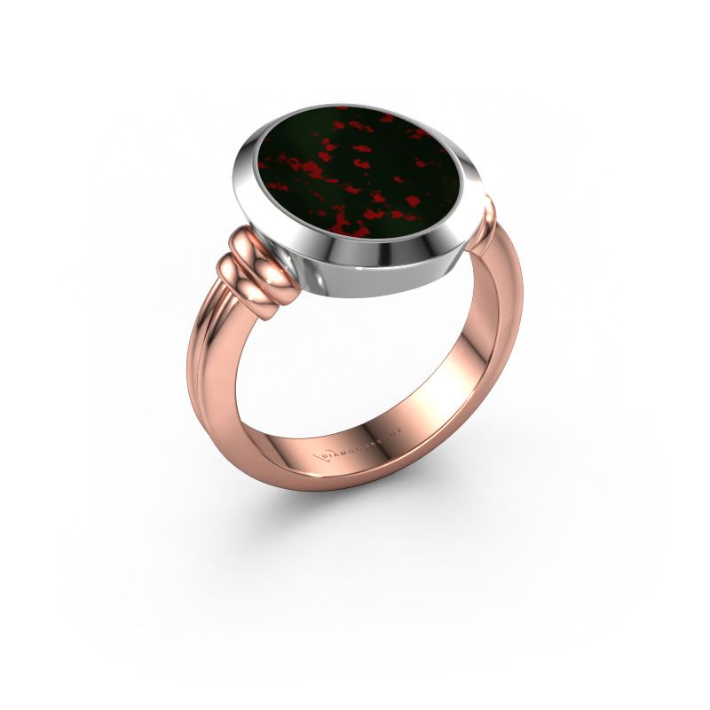 Signet ring Jake 3 585 rose gold bloodstone 15x12 mm