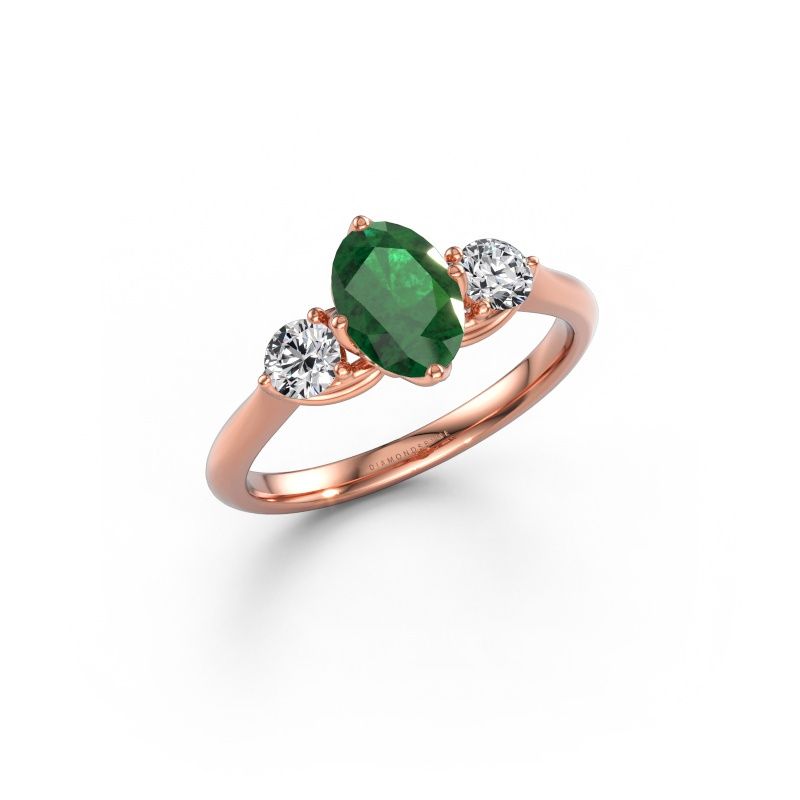 Engagement ring Vosje OVL 585 rose gold emerald 7,5x5,5 mm