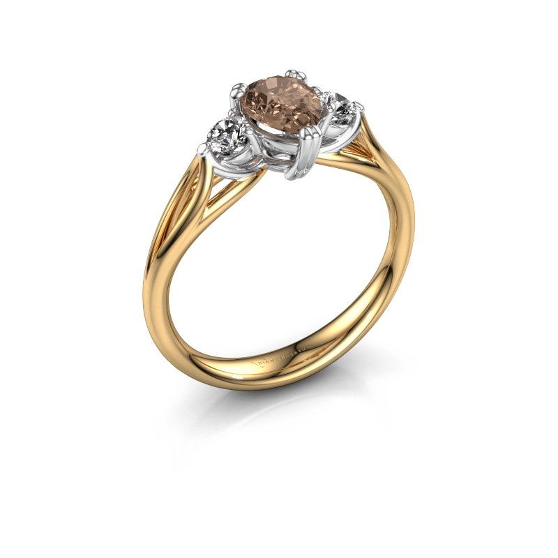 Afbeelding van Verlovingsring Amie per 585 goud bruine diamant 0.85 crt
