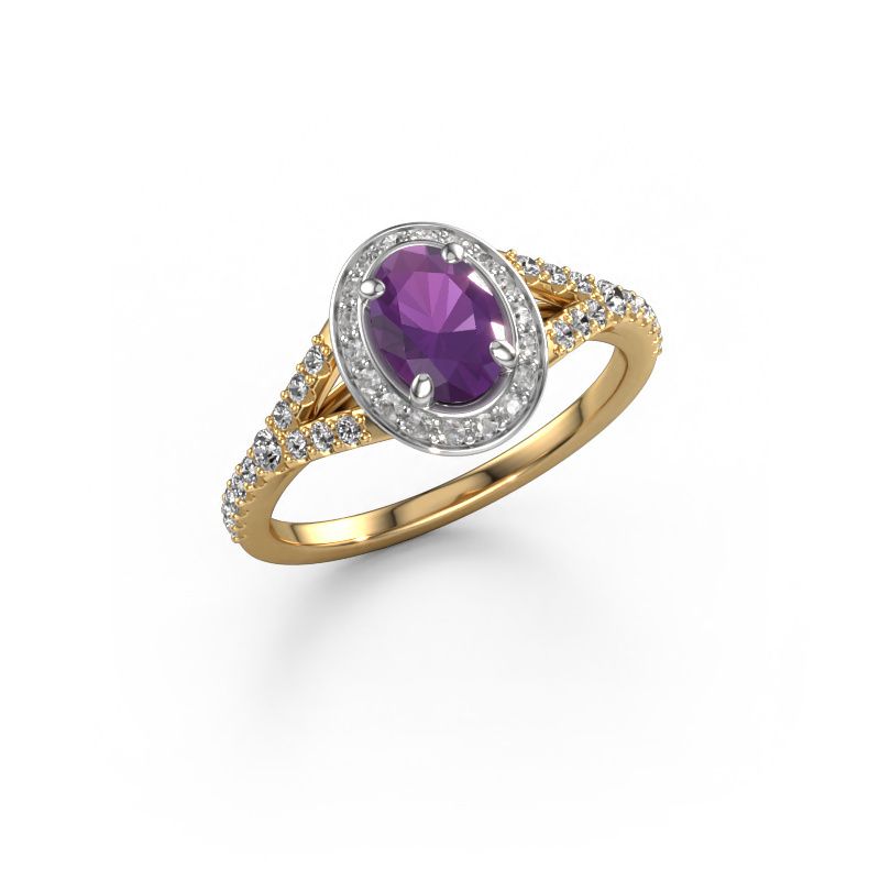 Engagement ring Pamela OVL 585 gold amethyst 7x5 mm