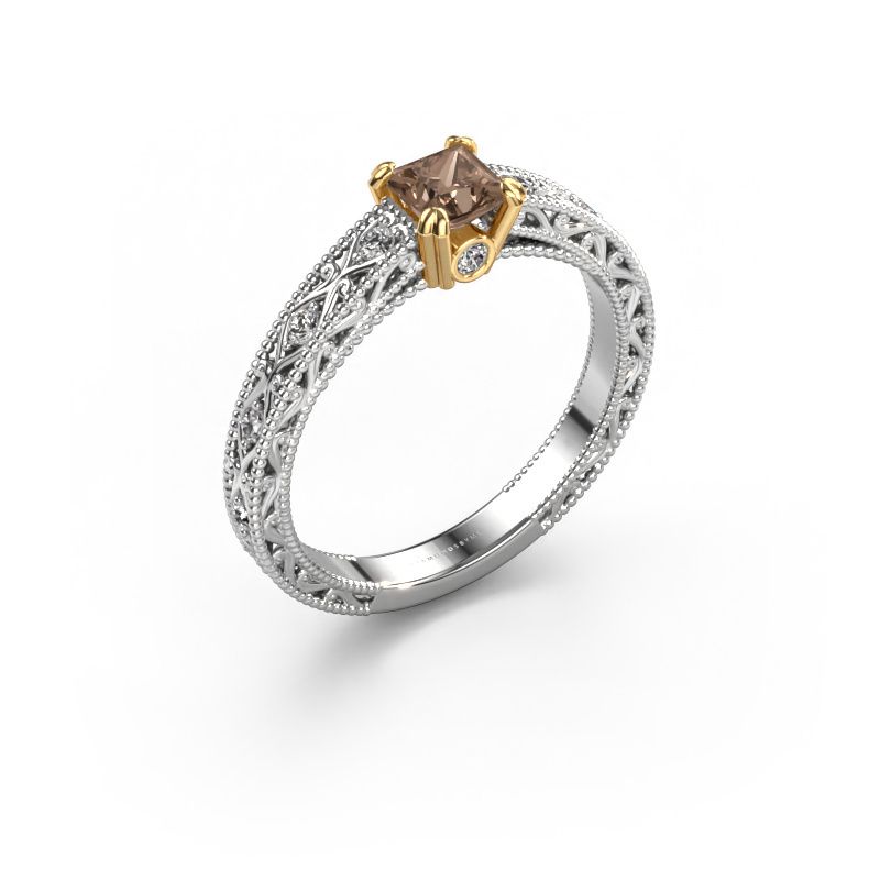 Bague de fiançailles Ardella 585 or blanc diamant brun 0.58 crt