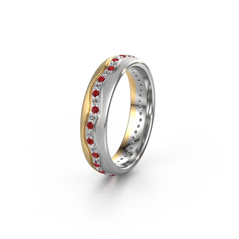 Trouwring WH0803L35BM 585 goud robijn ±5 x 2 mm