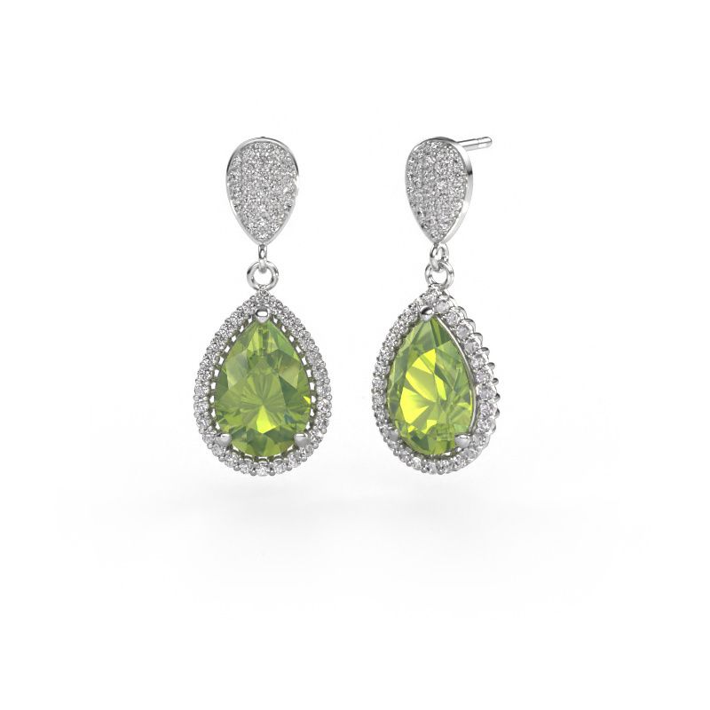 Pendants d'oreilles Tilly per 2 585 or blanc péridot 12x8 mm