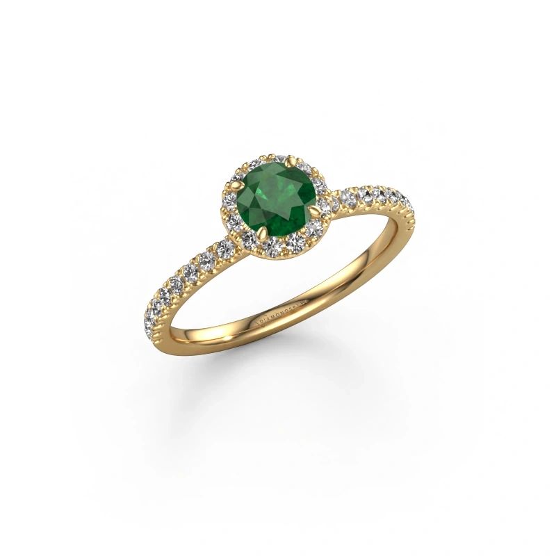 Verlovingsring Miranda RND 585 goud smaragd 6.5 mm