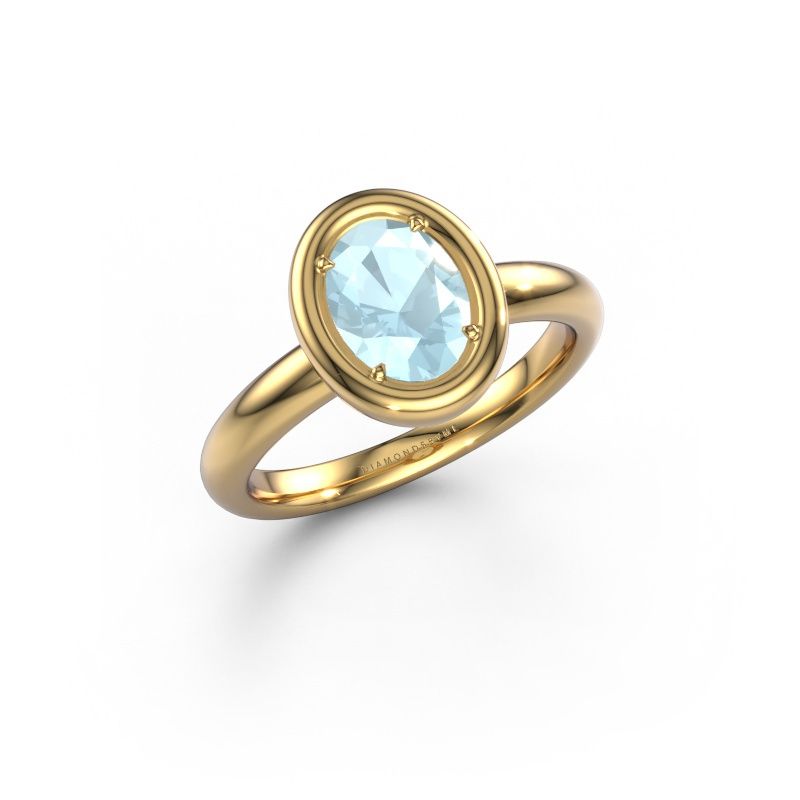 Engagement ring Noa OVL 585 gold aquamarine 8x6 mm